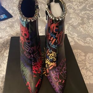 Graffiti ankle boots